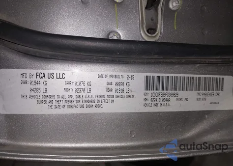 2015 Dodge Dart Sxt z USA, uszkodzony, nr VIN 1C3CDFBB9FD309829